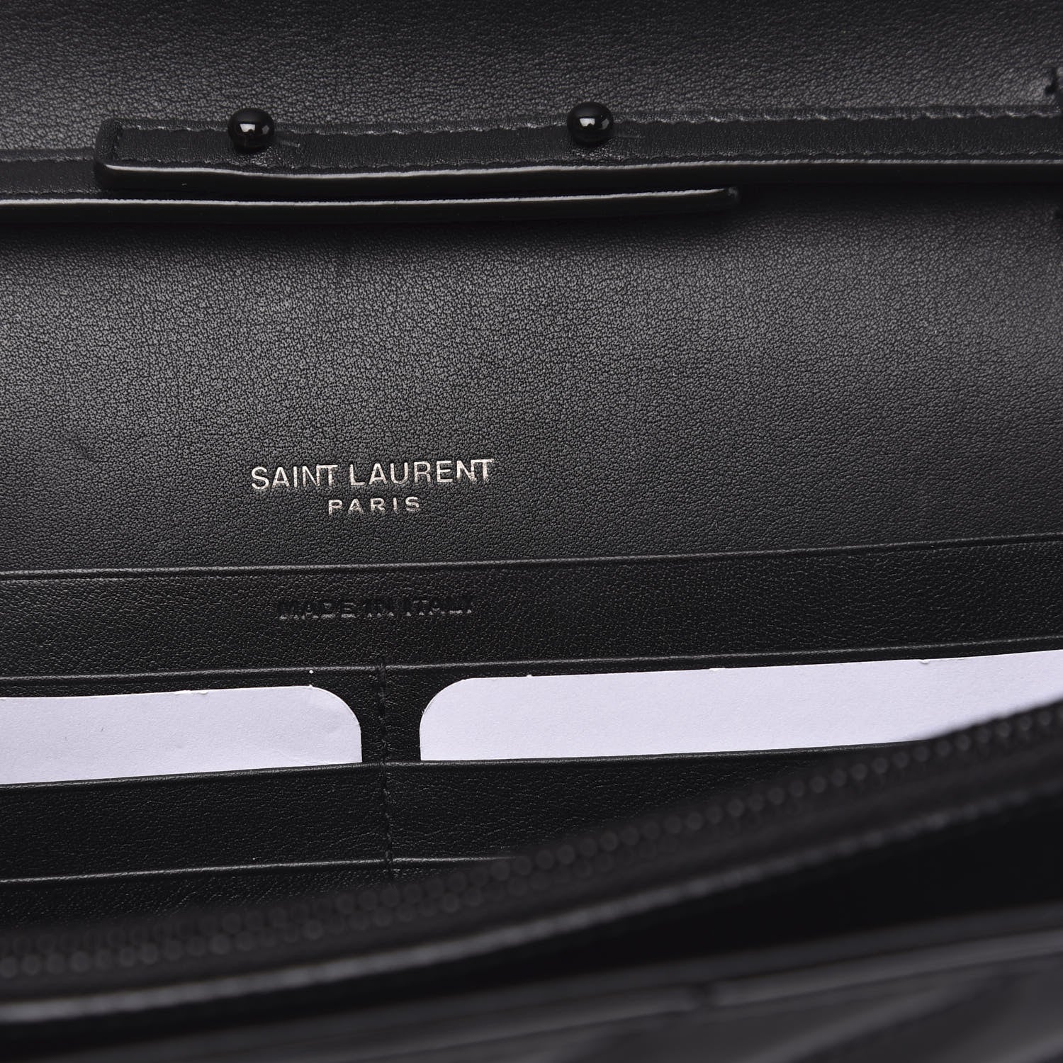 Saint Laurent Patent Matelasse Chevron Monogram Chain Wallet Black 7 of 9