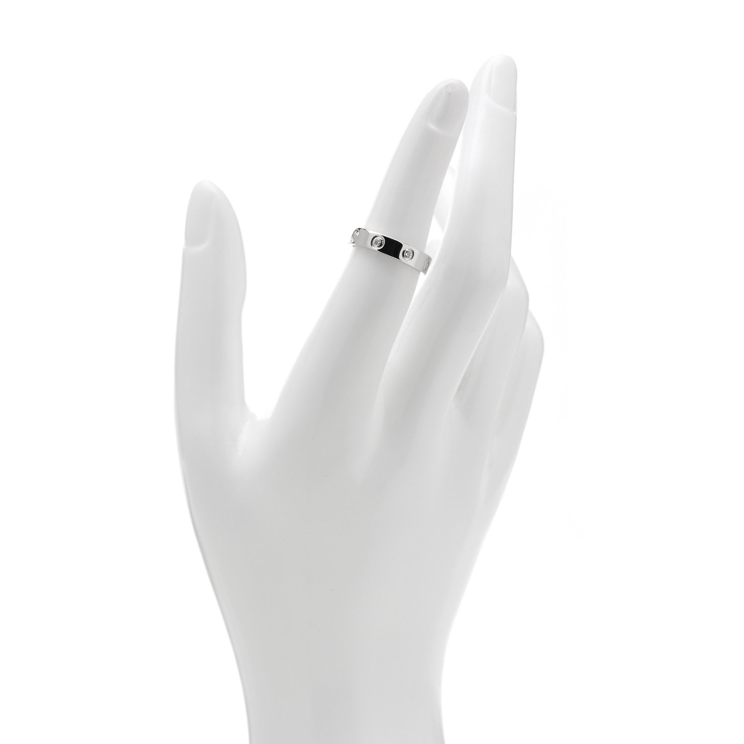 Cartier 18K White Gold 8 Diamond 4mm Wedding Band LOVE Ring 51 5.75 2 of 4