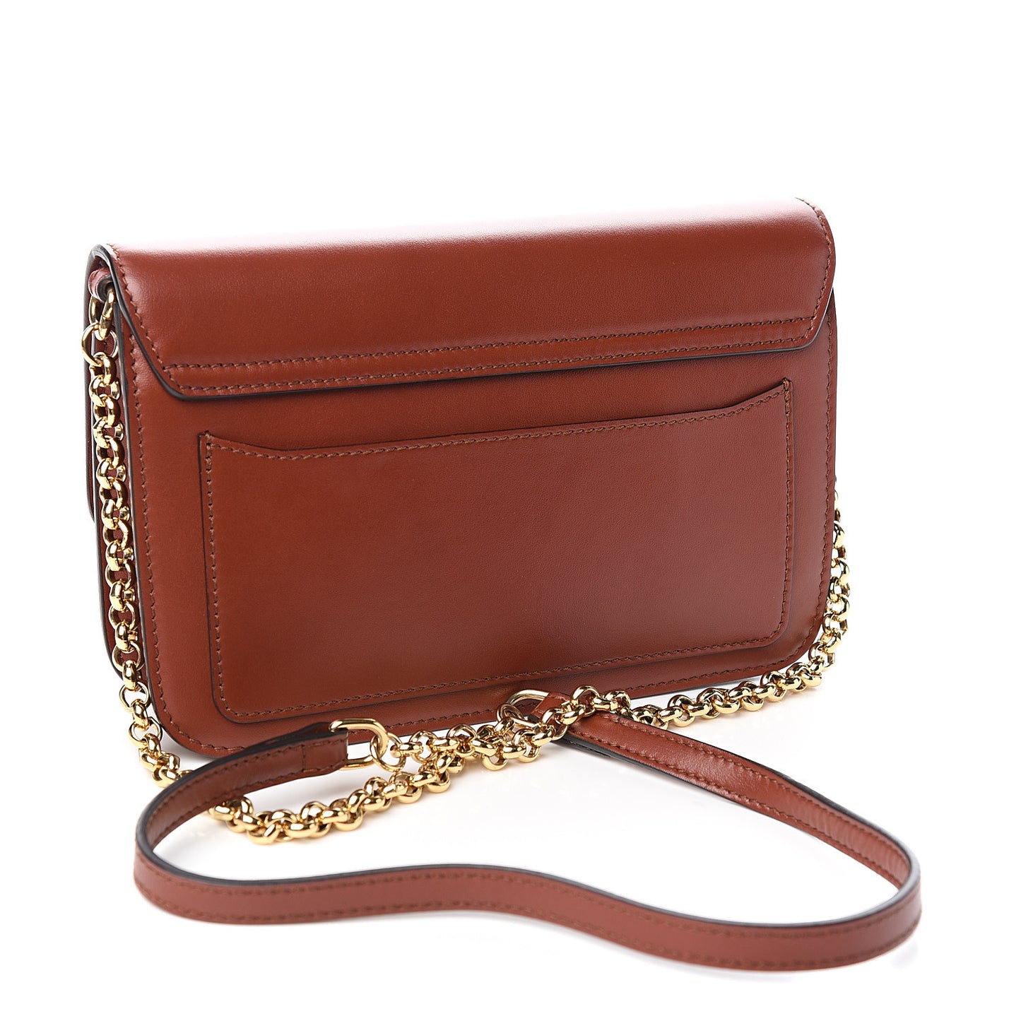Calfskin Suede C Clutch With Chain Sepia Brown