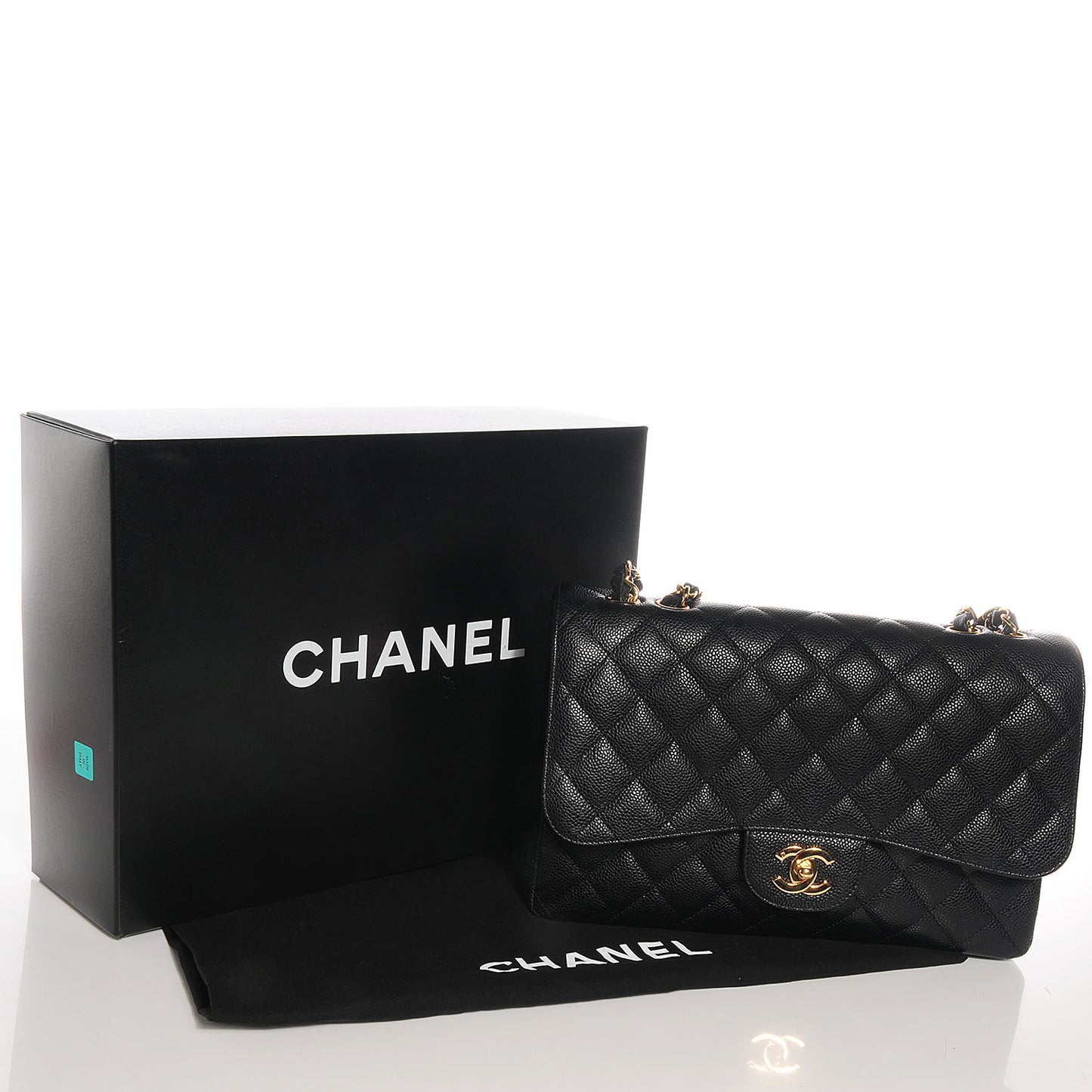 Caviar Jumbo Single Flap Black