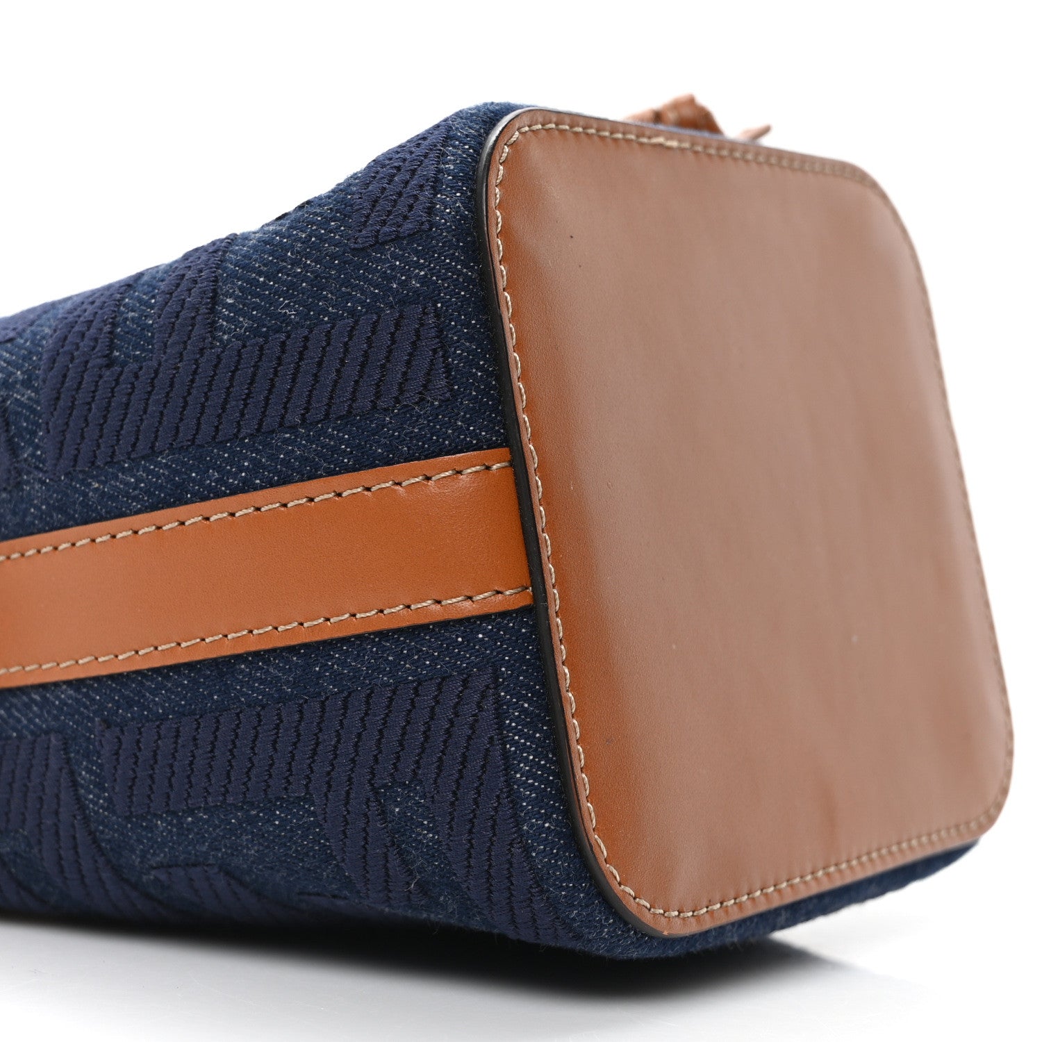 Fendi Denim Vitello King F is Fendi FF Embroidered Mini Mon Tresor Bucket Bag Blue Cuoio 10 of 10