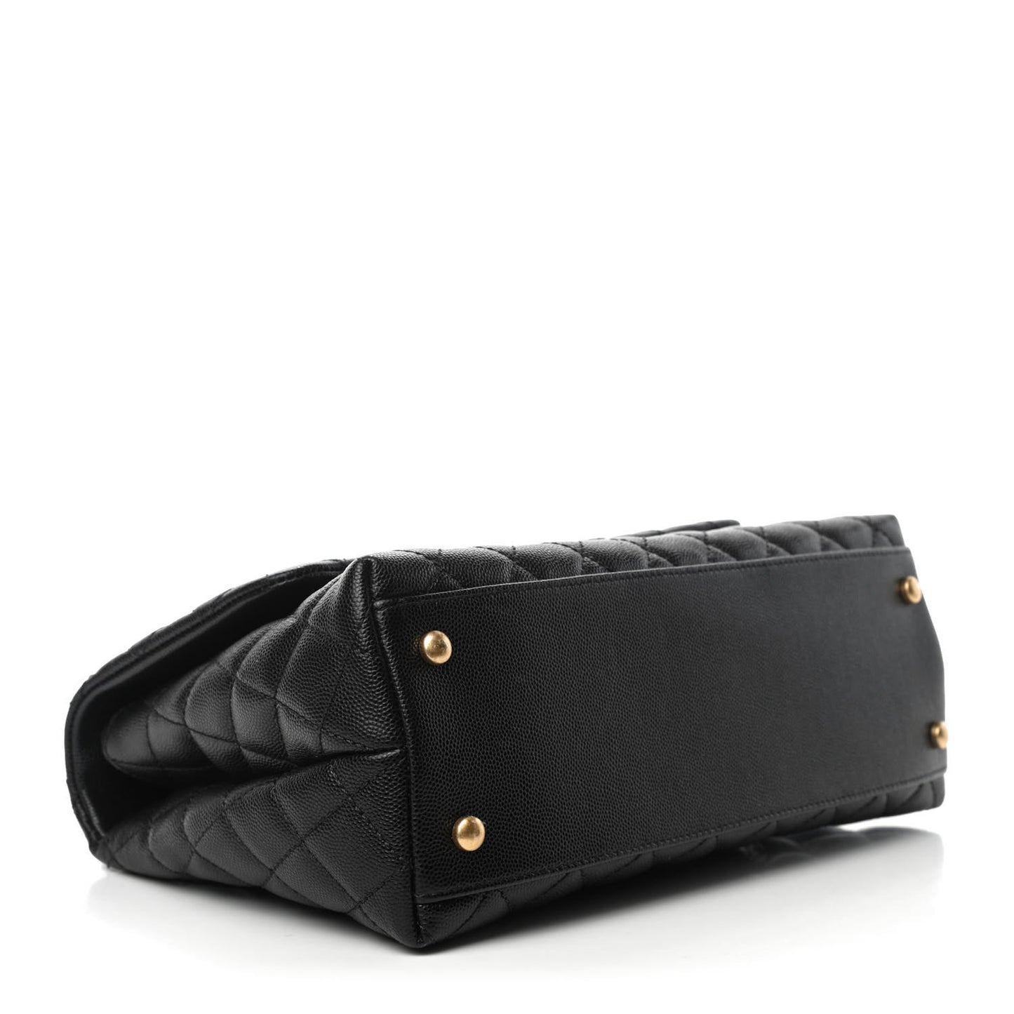 Caviar Lizard Embossed Quilted Small Coco Handle Flap Black