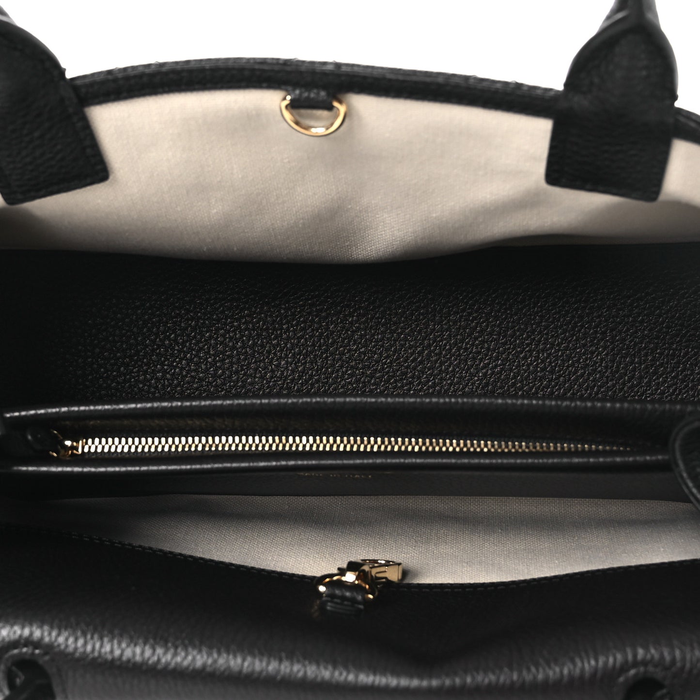 Grained Calfskin Stitched Urban Essentials Small Shopping Bag Black