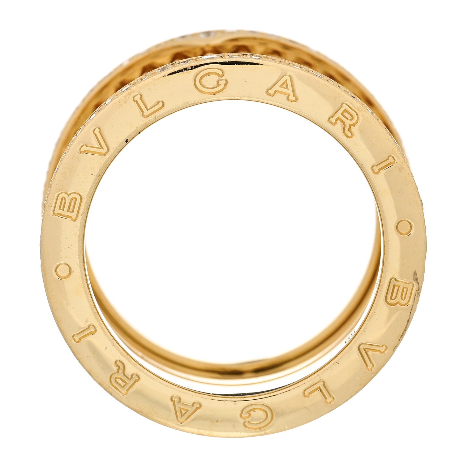 Bulgari 18K Yellow Gold Diamond B.Zero1 Rock Four-Band Pave Ring 59 8.75 5 of 8