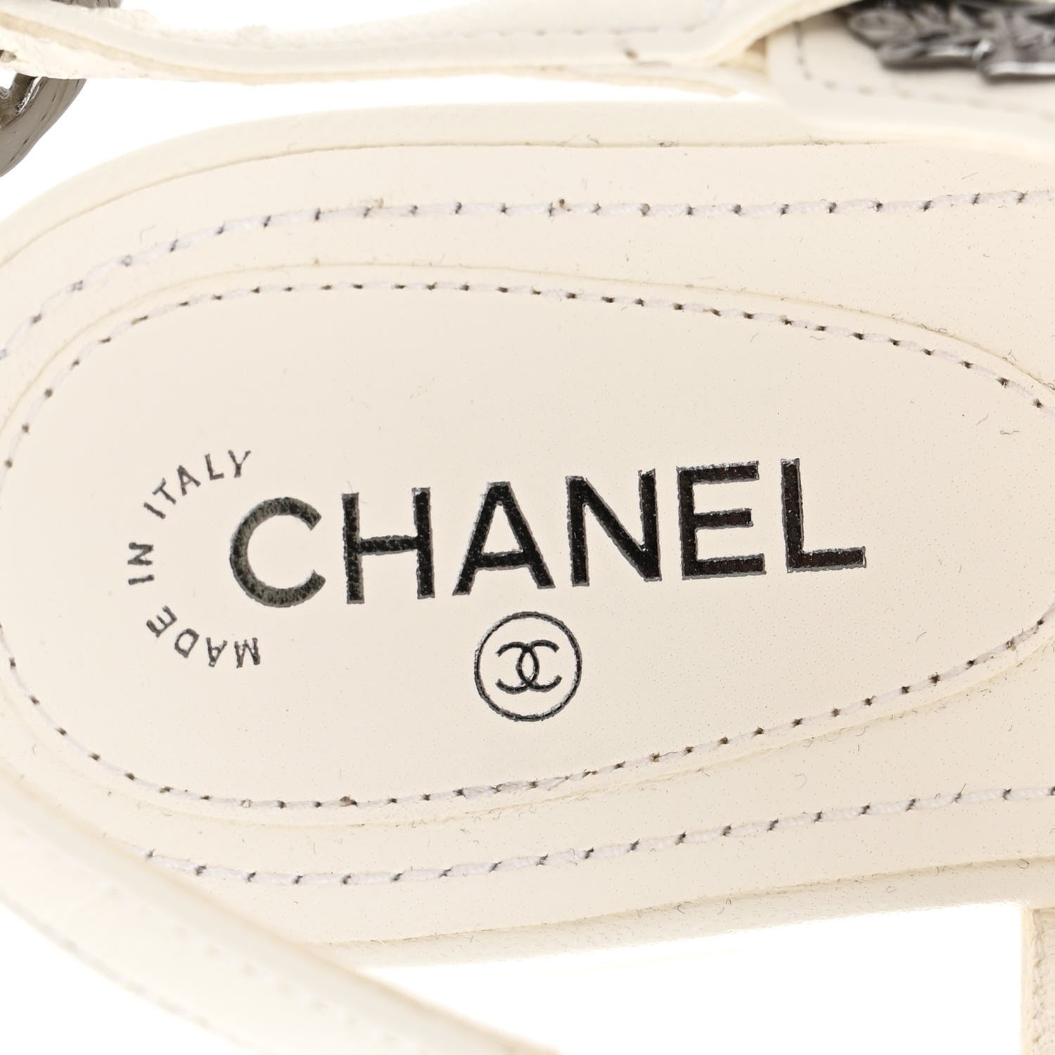 Chanel Lambskin CC Leaf Thong Sandals 37.5 White 7 of 11