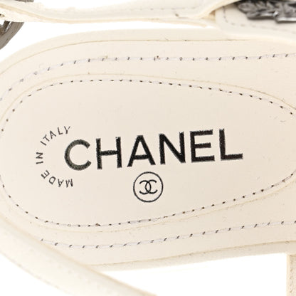Chanel Lambskin CC Leaf Thong Sandals 37.5 White 7 of 11