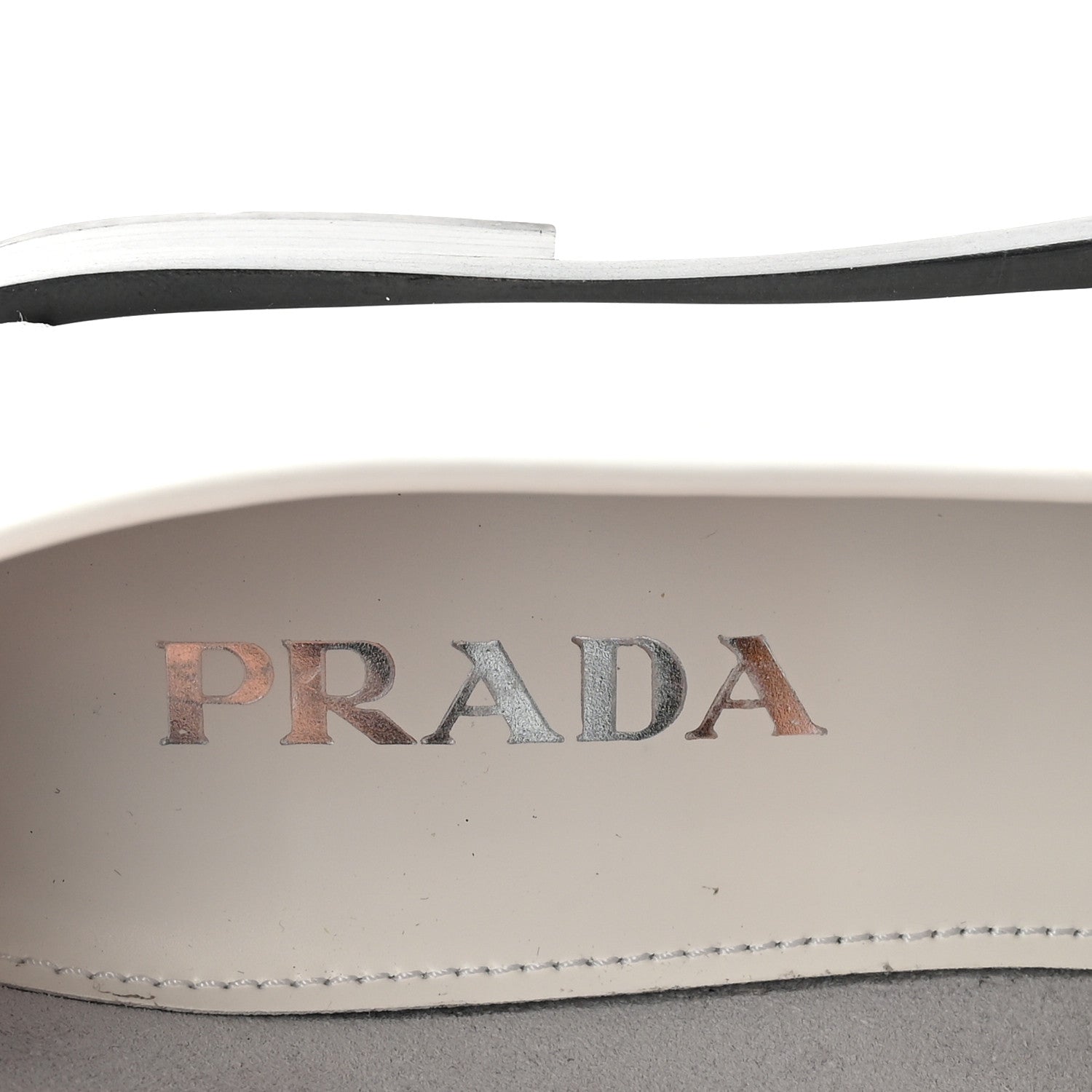 Prada Spazzolato Metal Triangle Logo 20mm Loafers 39 White 8 of 9