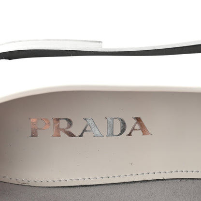 Prada Spazzolato Metal Triangle Logo 20mm Loafers 39 White 8 of 9