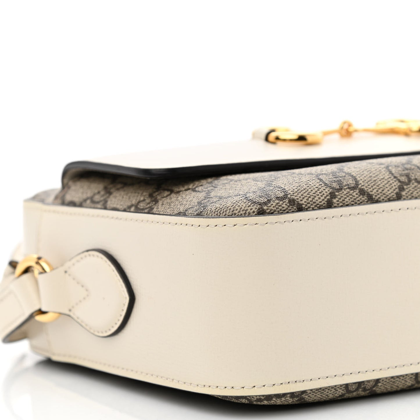 GG Supreme Monogram Small Horsebit 1955 Shoulder Bag Beige Mystic White