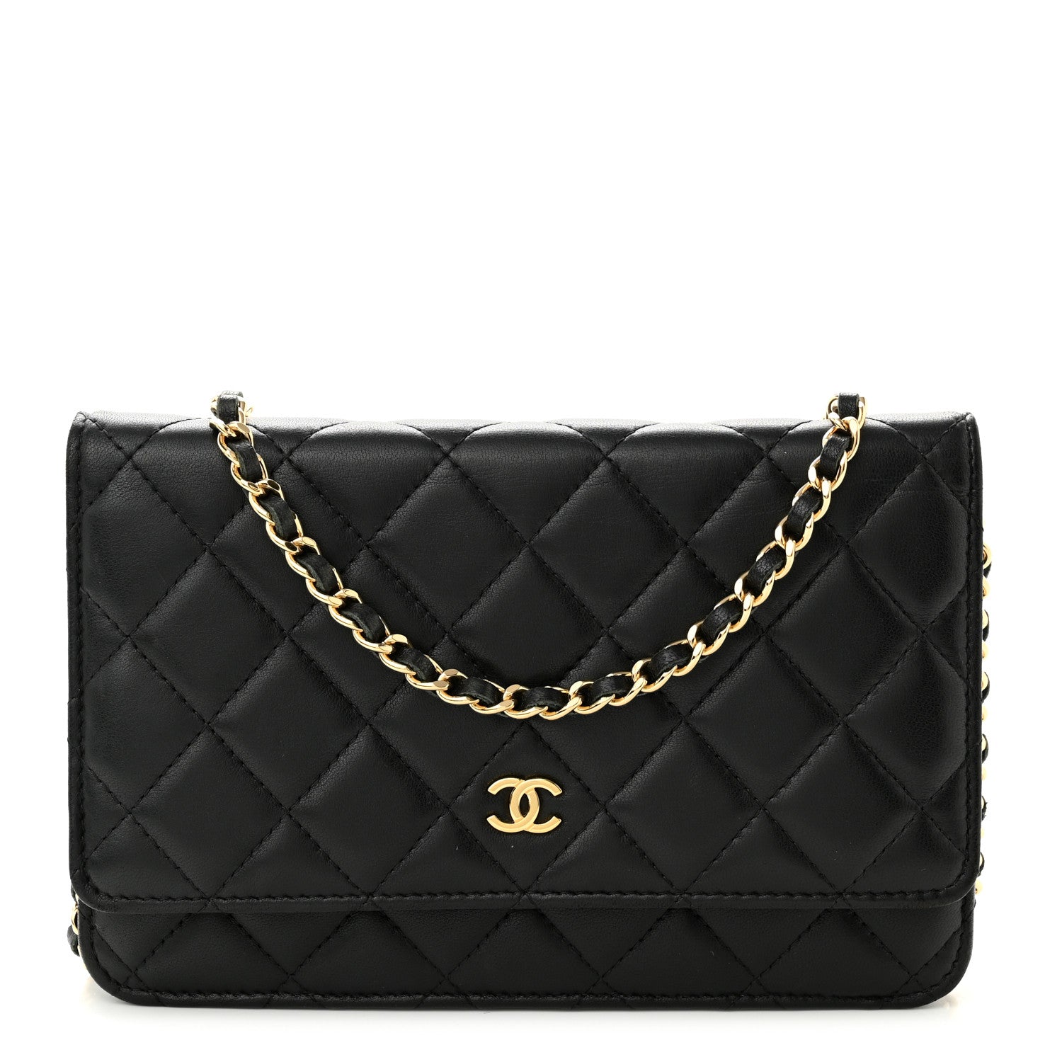 Chanel Lambskin Quilted Wallet On Chain WOC Black 1 of 11