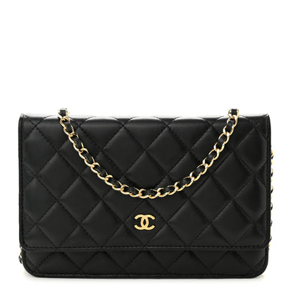 Chanel Lambskin Quilted Wallet On Chain WOC Black 1 of 11