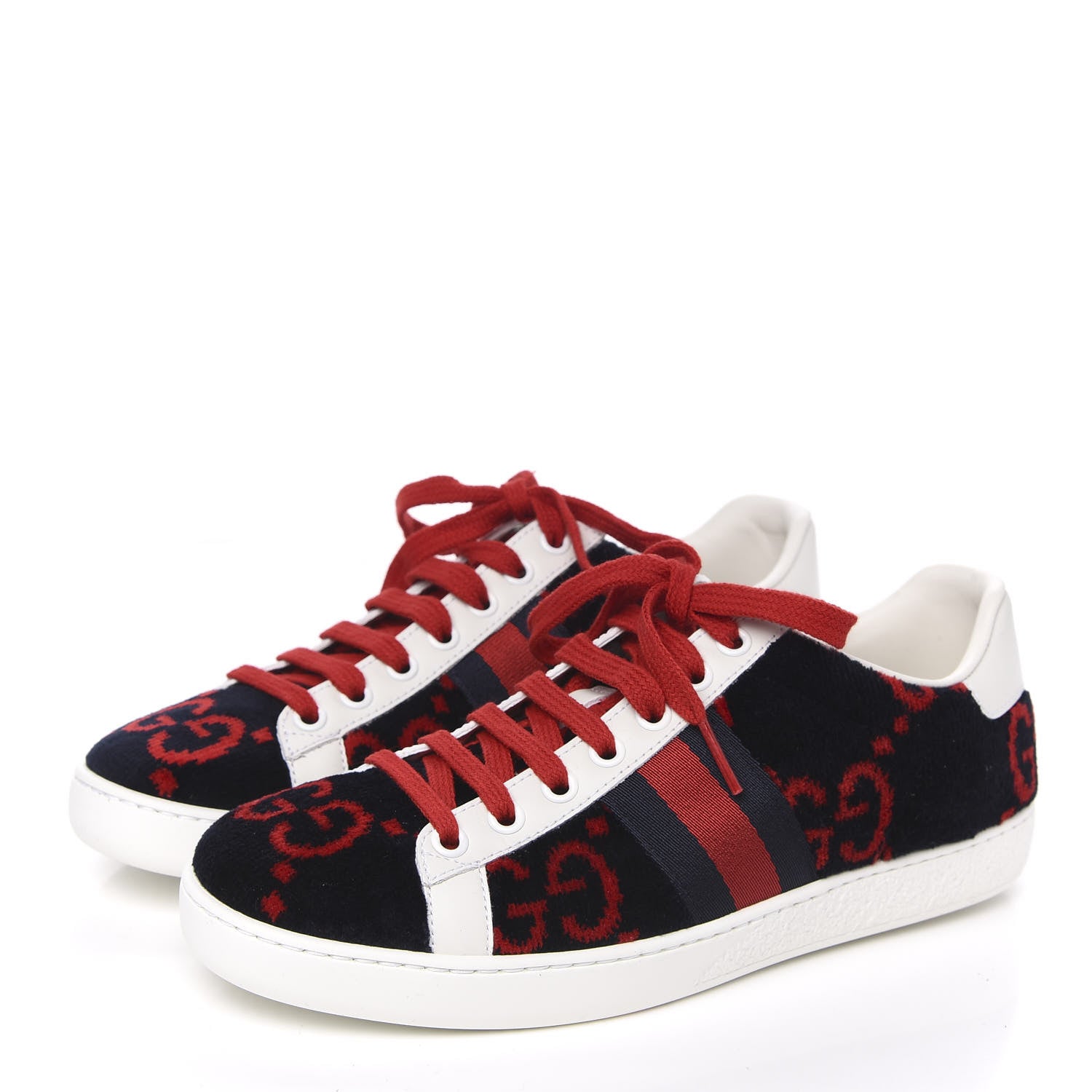 Gucci Terry Cloth GG Monogram Web Womens Ace Sneakers 35.5 Blue Red 3 of 10