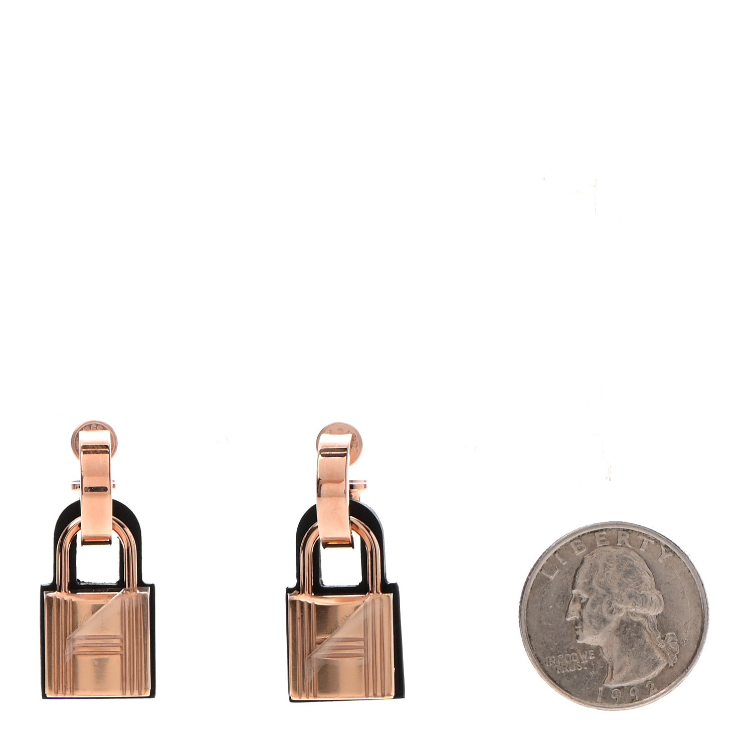 Hermes Rose Gold Swift O'Kelly Earrings Black 2 of 6