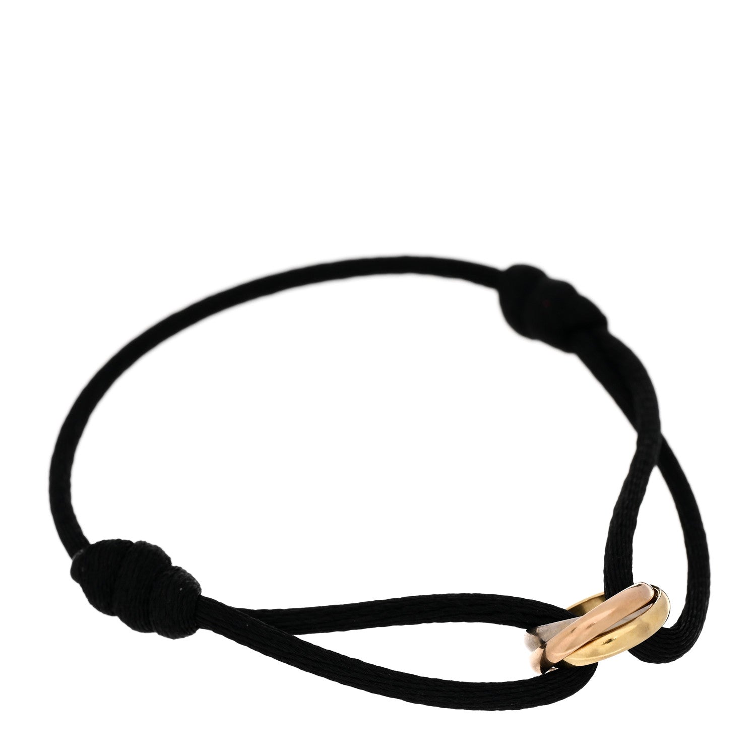Cartier 18K Pink Yellow White Gold Trinity Adjustable Cord Bracelet Black 1 of 5