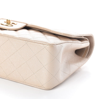 Chanel Pearly Caviar Quilted Jumbo Double Flap Light Beige 11 of 12