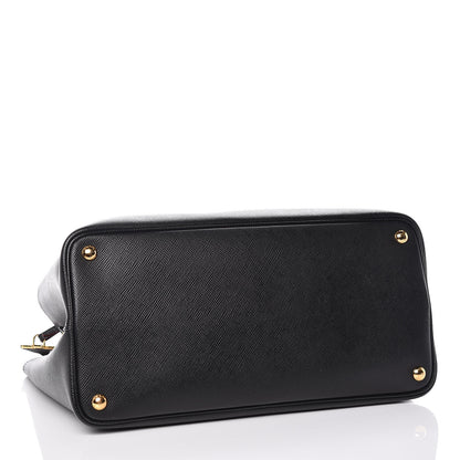 Prada Saffiano Cuir Large Double Bag Black Fuoco 4 of 14