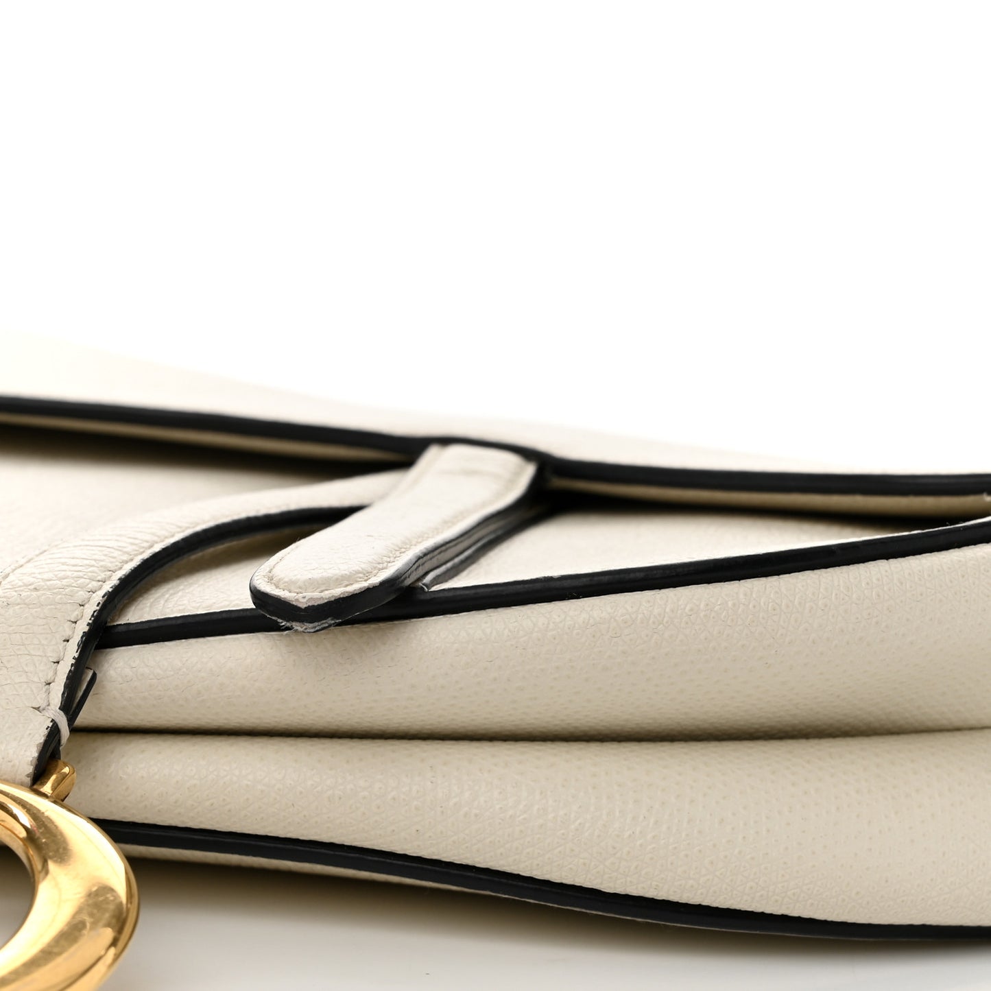 Grained Calfskin Saddle Bag White
