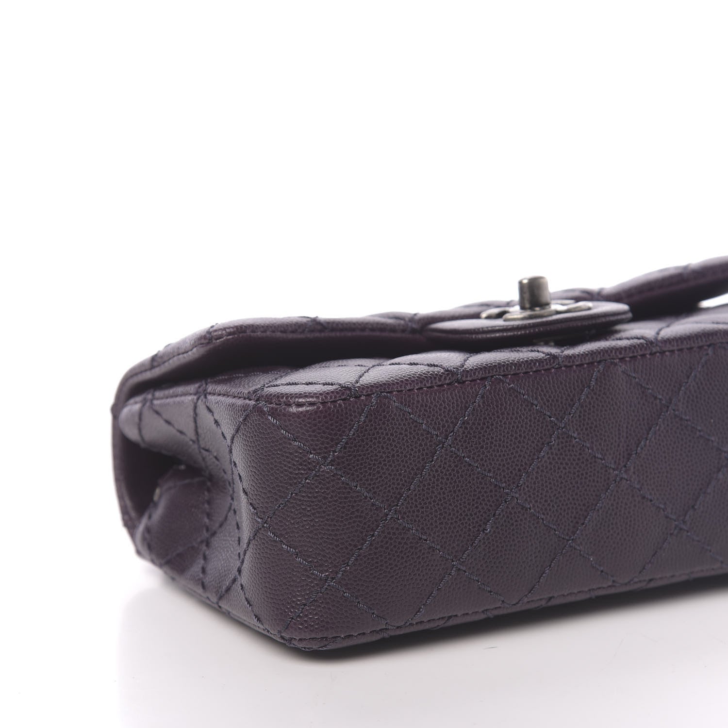Chanel Washed Caviar Quilted Mini Rectangular Flap Dark Purple 8 of 11