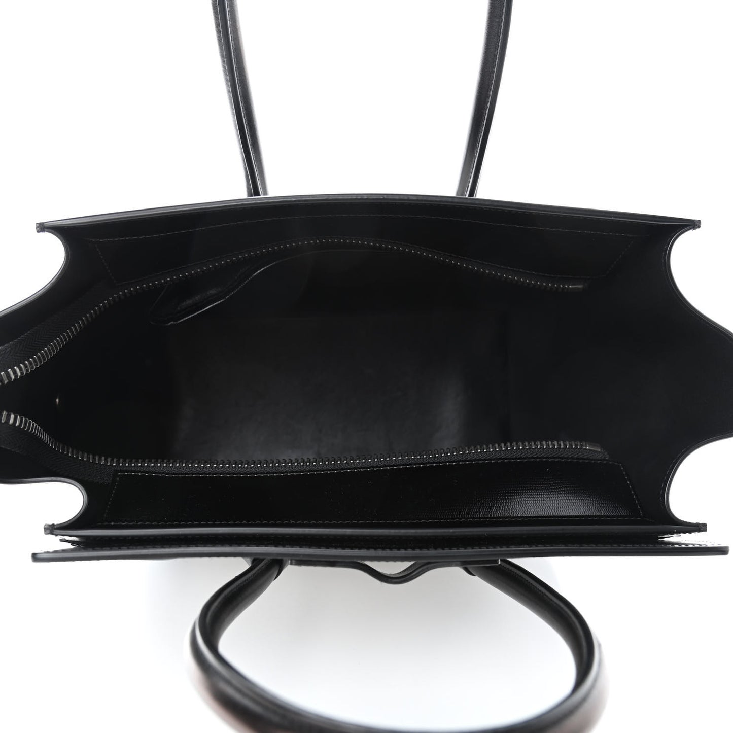 Sleek Calfskin Micro Bi-Color Luggage Black White