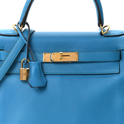 Hermes Evercolor Kelly Retourne 28 Bleu Zanzibar 7 of 9