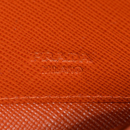 Prada Saffiano Bi-Color Wristlet Wallet Fuoco Papaya 8 of 10