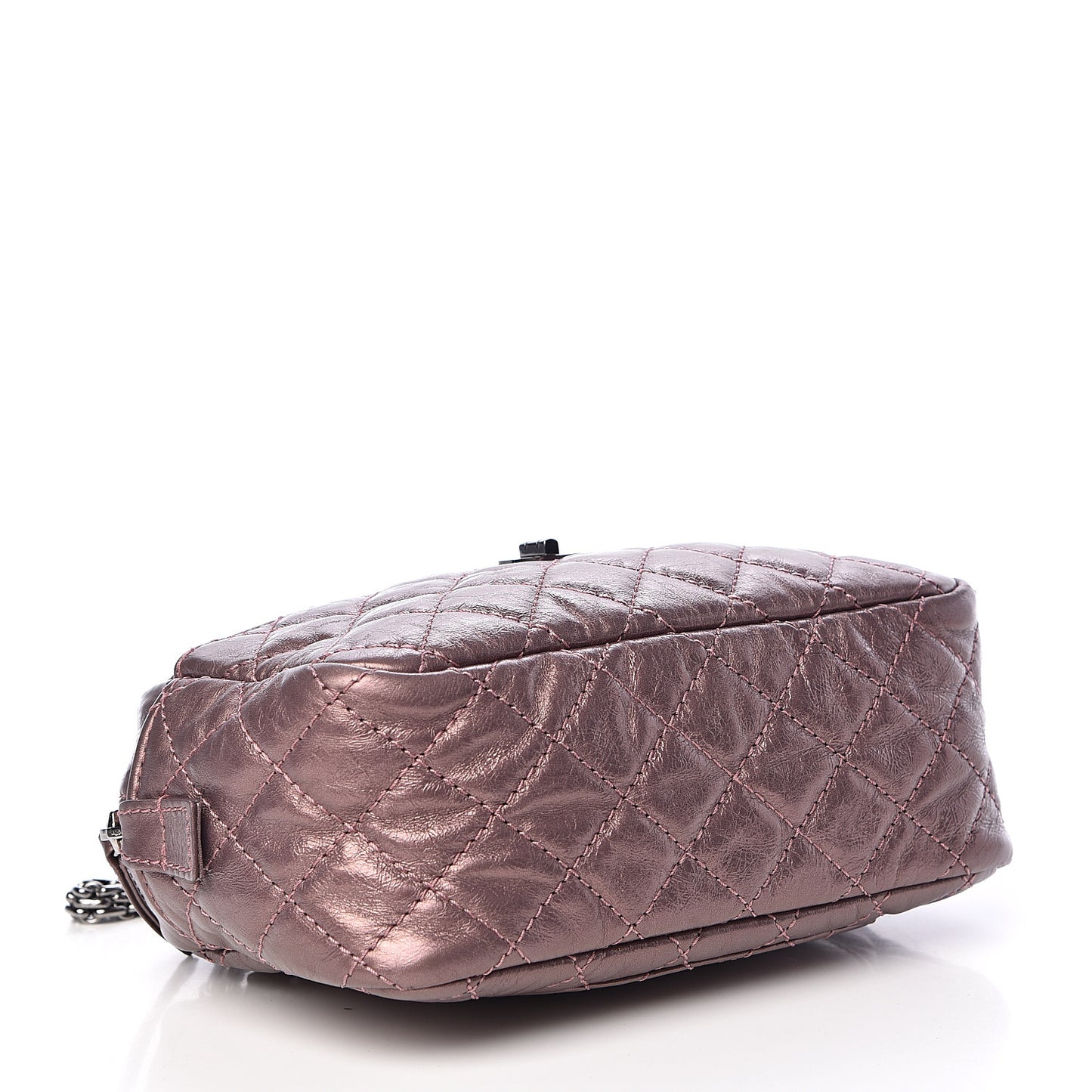 Metallic Aged Calfskin Quilted Small Reissue Camera Case Rose Fonce