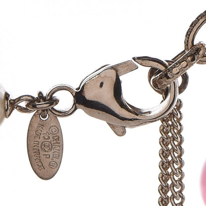 Chanel Pearl Bead CC Necklace Pink Purple Gold 4 of 5