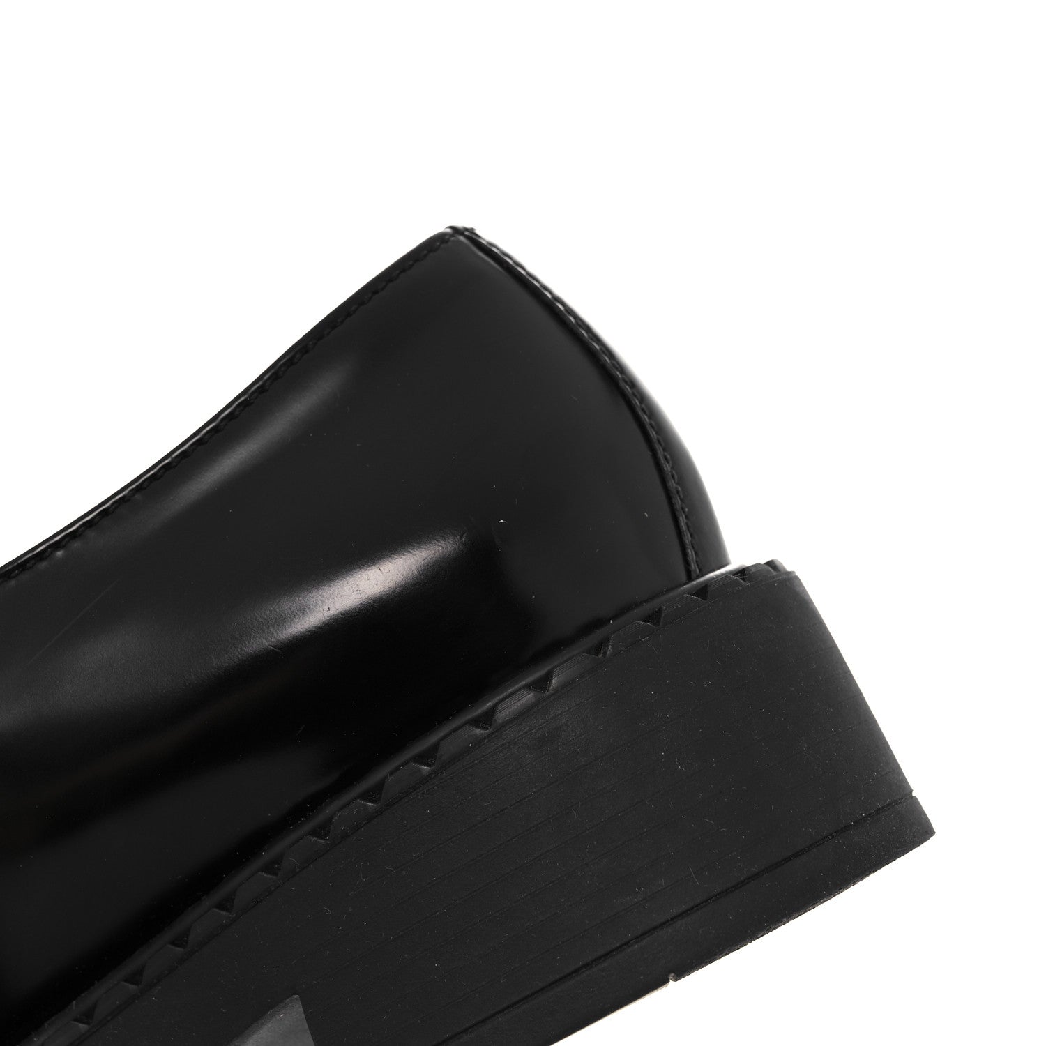 Prada Spazzolato Metal Triangle Logo 50mm Loafers 39 Black 9 of 12