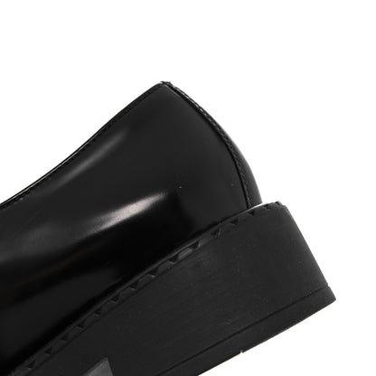 Prada Spazzolato Metal Triangle Logo 50mm Loafers 39 Black 9 of 12