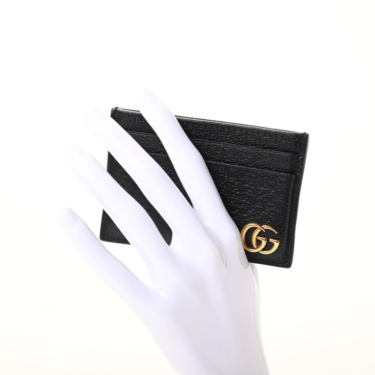 Calfskin Boar Effect GG Marmont Card Holder Money Clip Black