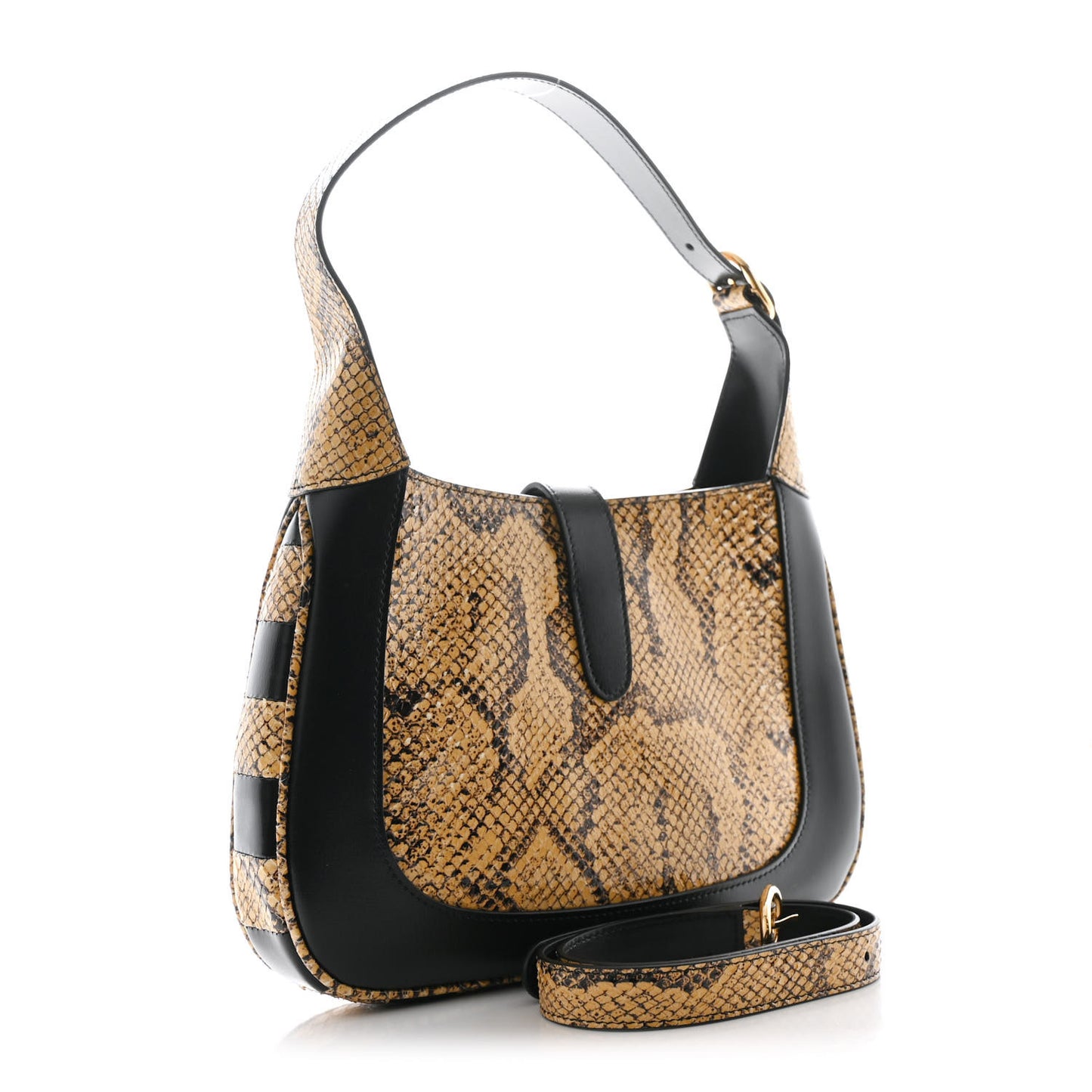 Snakeskin Calfskin Small Jackie 1961 Hobo Beige Black