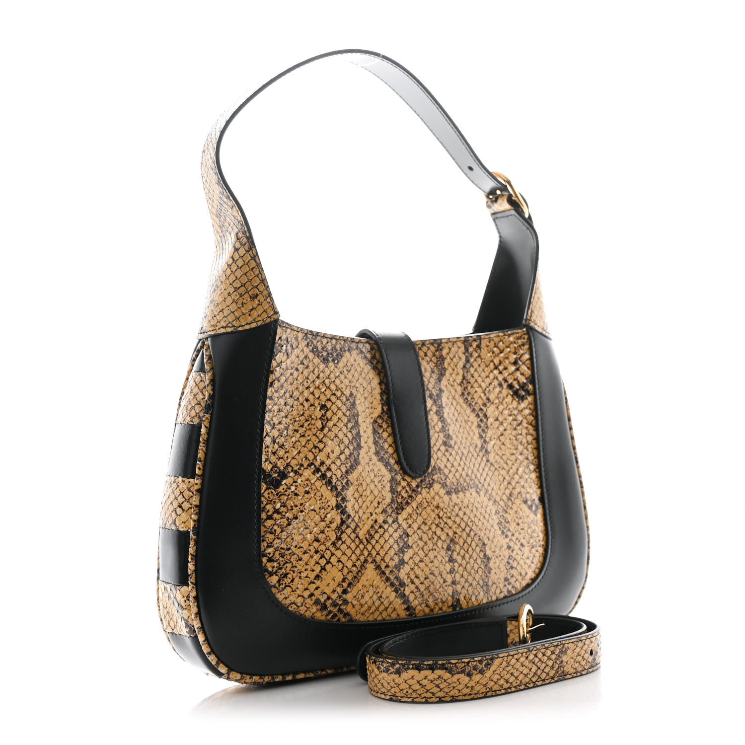 Gucci Snakeskin Calfskin Small Jackie 1961 Hobo Beige Black 3 of 11