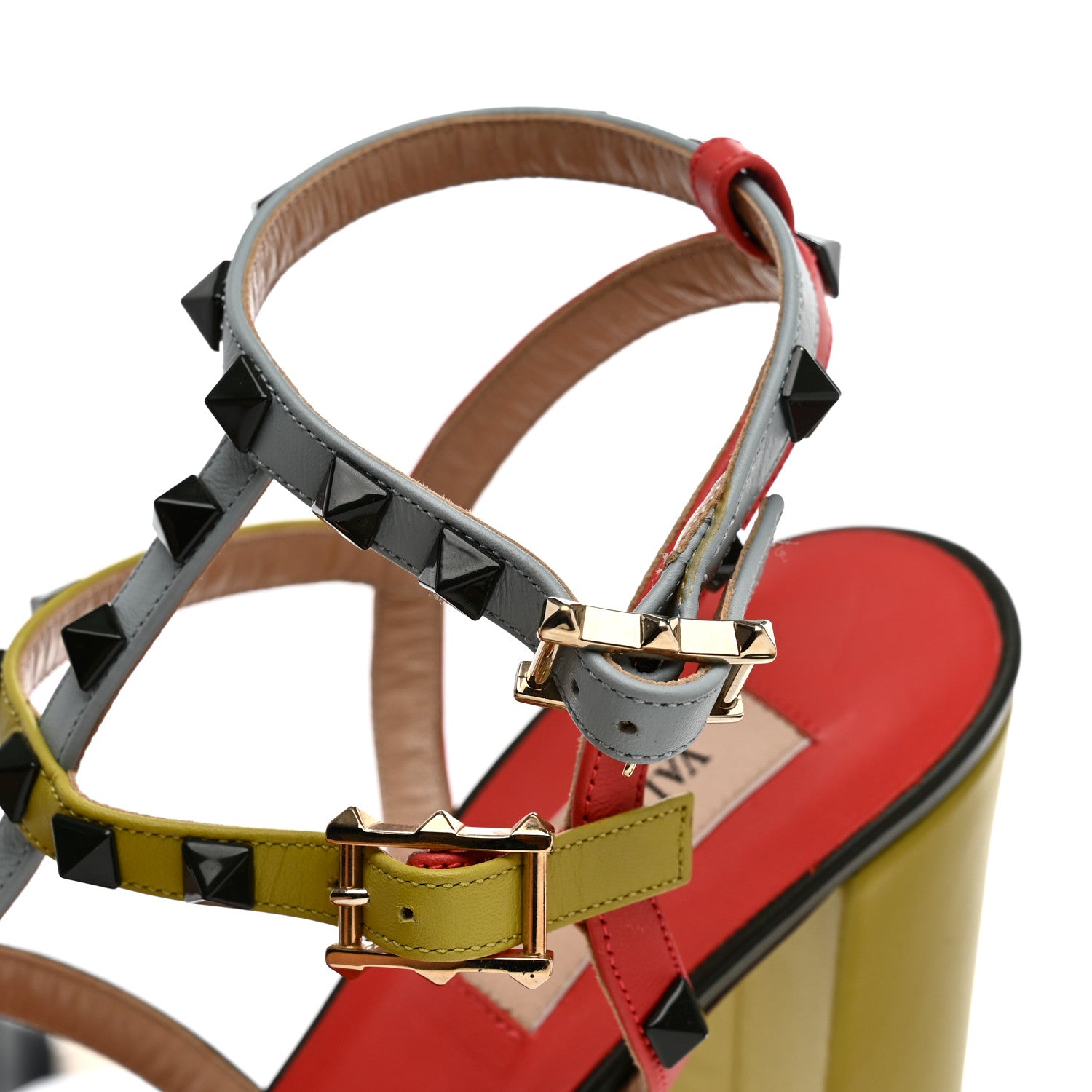 Valentino Garavani Calfskin Rockstud 90mm City Sandals 39 Coral Sky Army 10 of 10