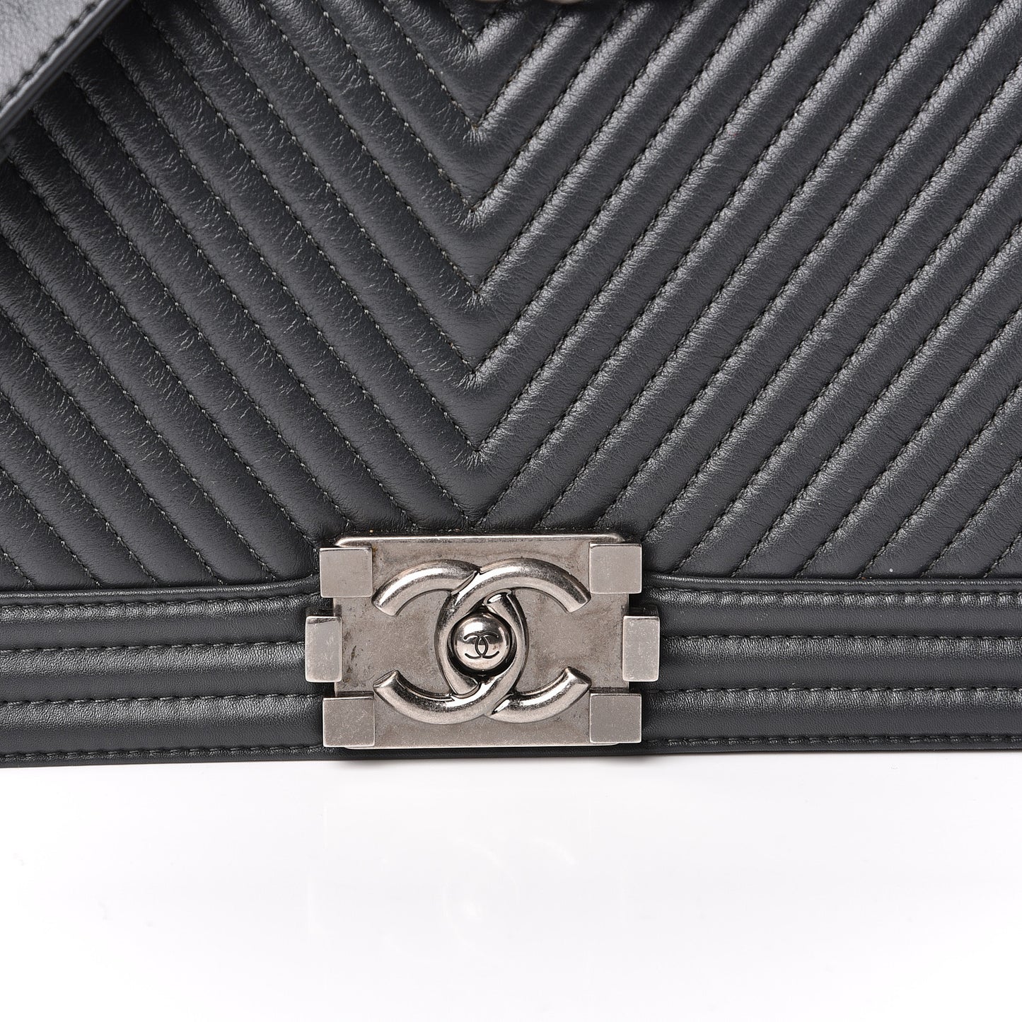 Calfskin Chevron Quilted Medium Boy Flap Grey