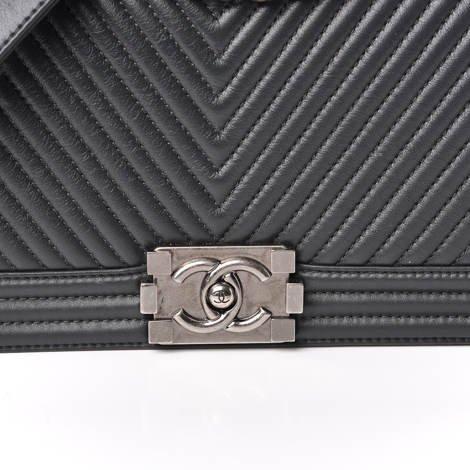 Chanel Calfskin Chevron Quilted Medium Boy Flap Grey 10 of 10