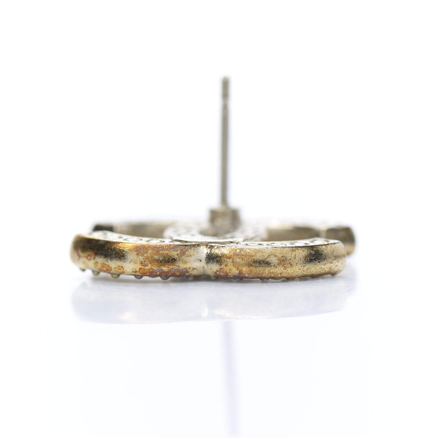 Chanel Crystal CC Earrings Gold 6 of 7