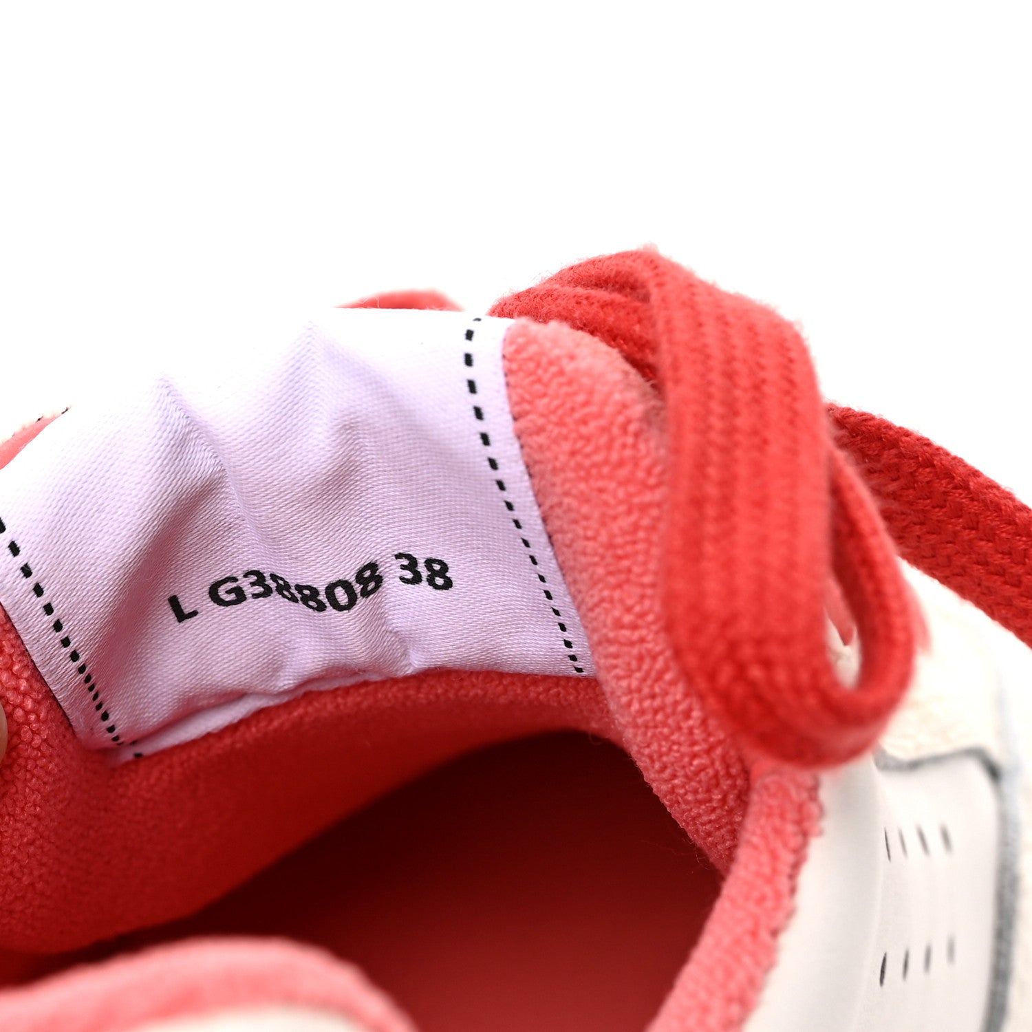 Chanel Grained Calfskin Fabric Womens Logo Sneakers 38 White Red 8 of 9