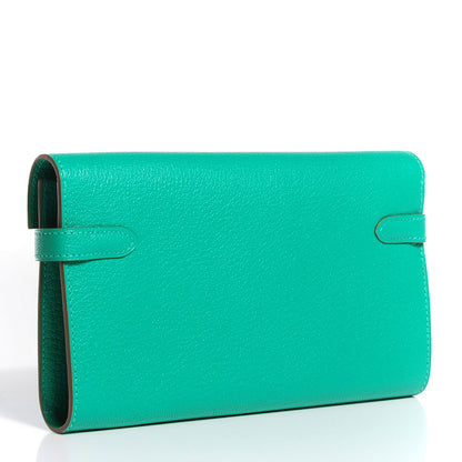Hermes Chevre Mysore Kelly Longue Wallet Menthe 3 of 14