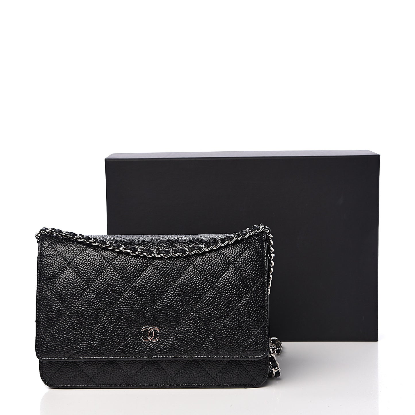 Caviar Quilted Wallet On Chain WOC Black