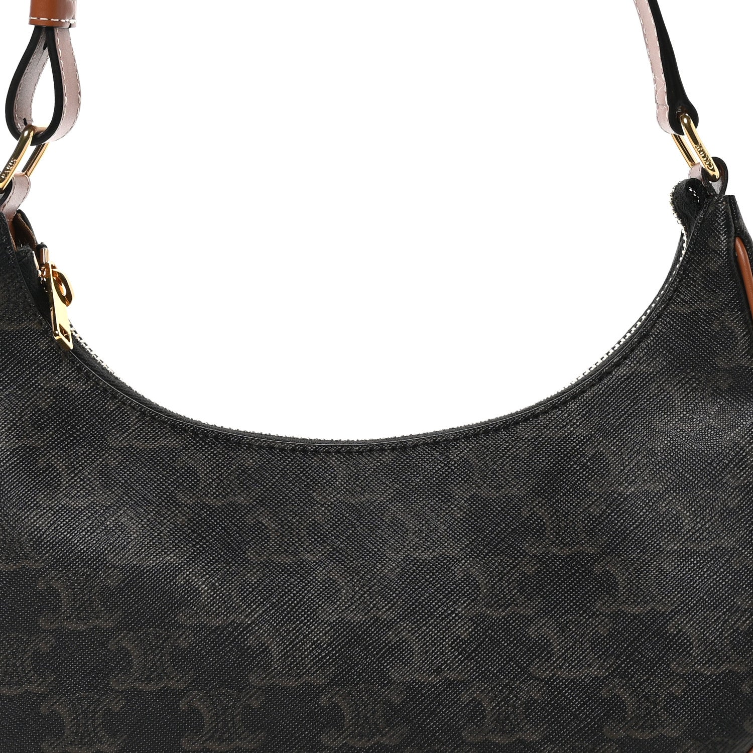 Celine Triomphe Canvas Calfskin Ava Shoulder Bag Tan 9 of 11