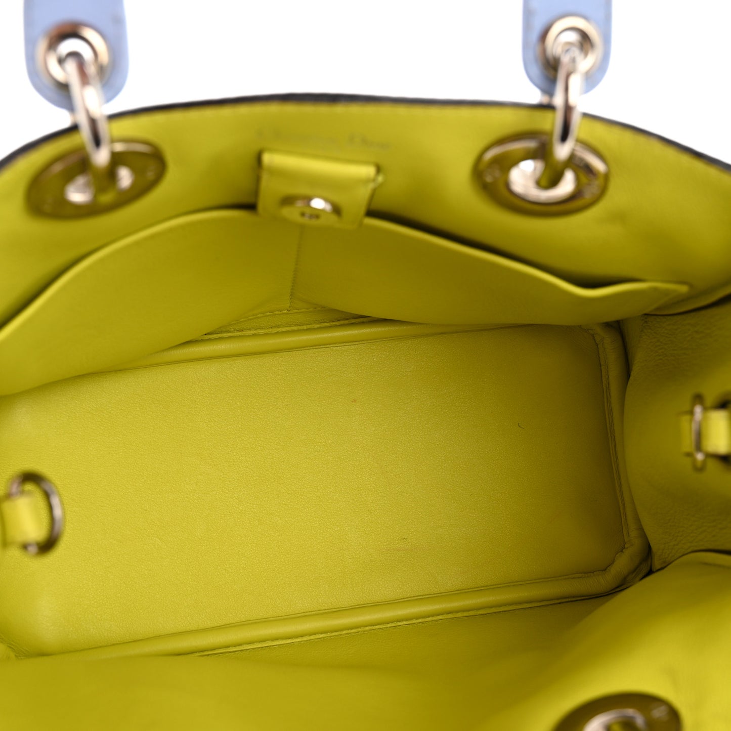Smooth Calfskin Mini Diorissimo Tote Lavender Jaune Fluo