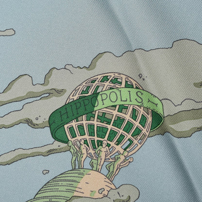 Hermes Silk Hippopolis Scarf 90 Vert De Gris Beige Emeraude 6 of 9