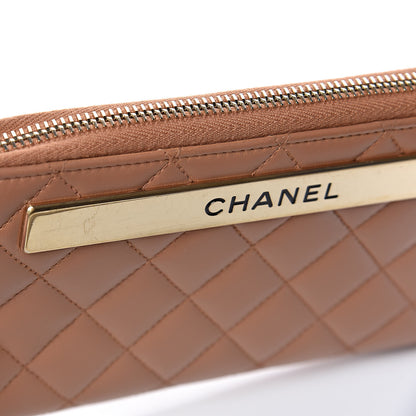 Chanel Lambskin Quilted Large Gusset Trendy CC Zip Around Wallet Dark Beige 10 of 10