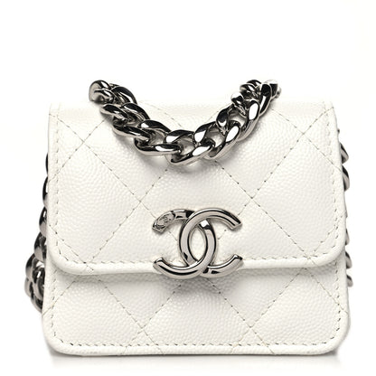 Chanel Caviar Quilted Enamel Coco Clutch With Chain White 1 of 13