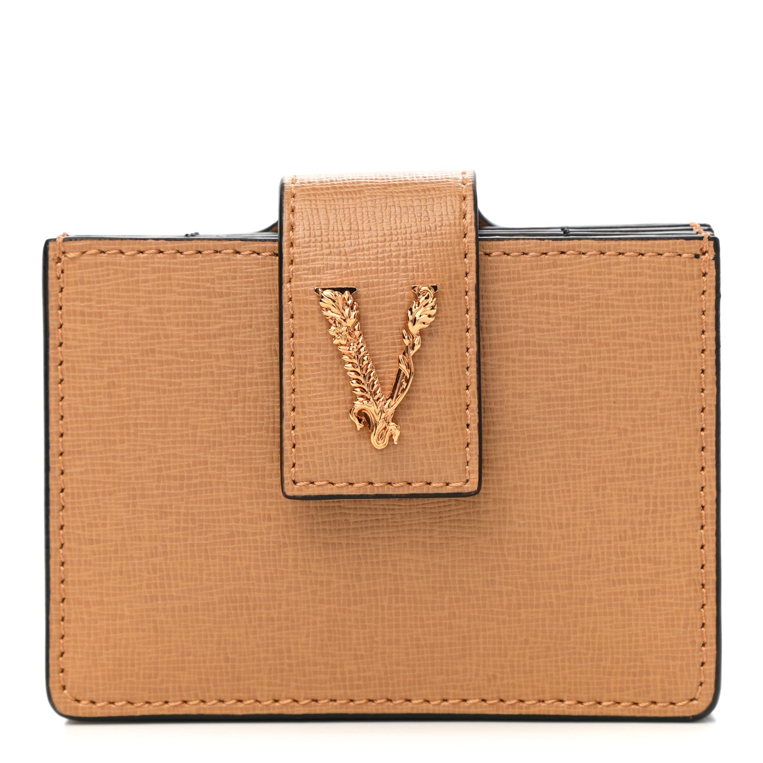 Versace Saffiano Virtus Accordion Wallet Camel 1 of 10