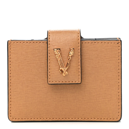 Versace Saffiano Virtus Accordion Wallet Camel 1 of 10