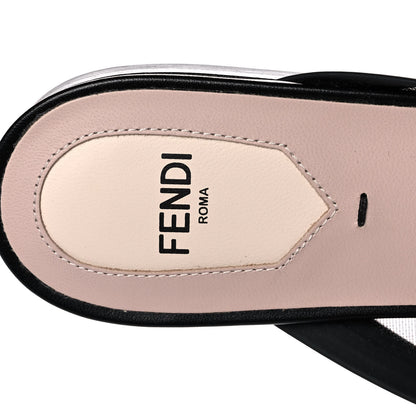 Fendi Technical Mesh Vitello FF Colibri Flat Mules 38 Tobacco Moro Black 8 of 10