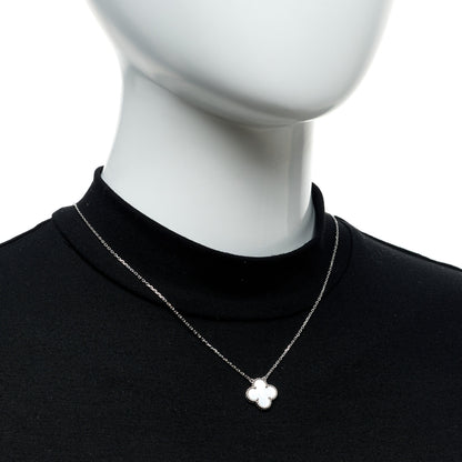Van Cleef & Arpels 18K White Gold Mother Of Pearl Vintage Alhambra Pendant Necklace 2 of 5