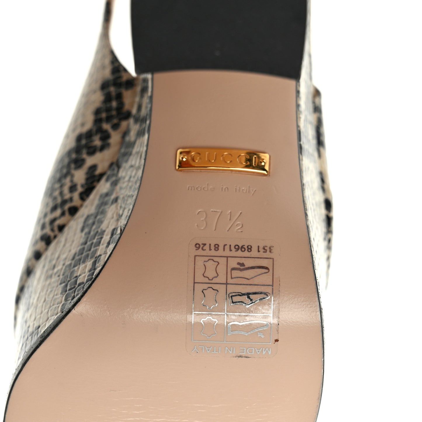 Calfskin Snakeskin Print Horsebit Platform 35/120mm Slingback Pumps 37.5 Beige Avana
