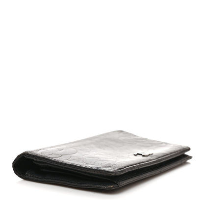 Chanel Lambskin Camellia Embossed Yen Wallet Black 4 of 12